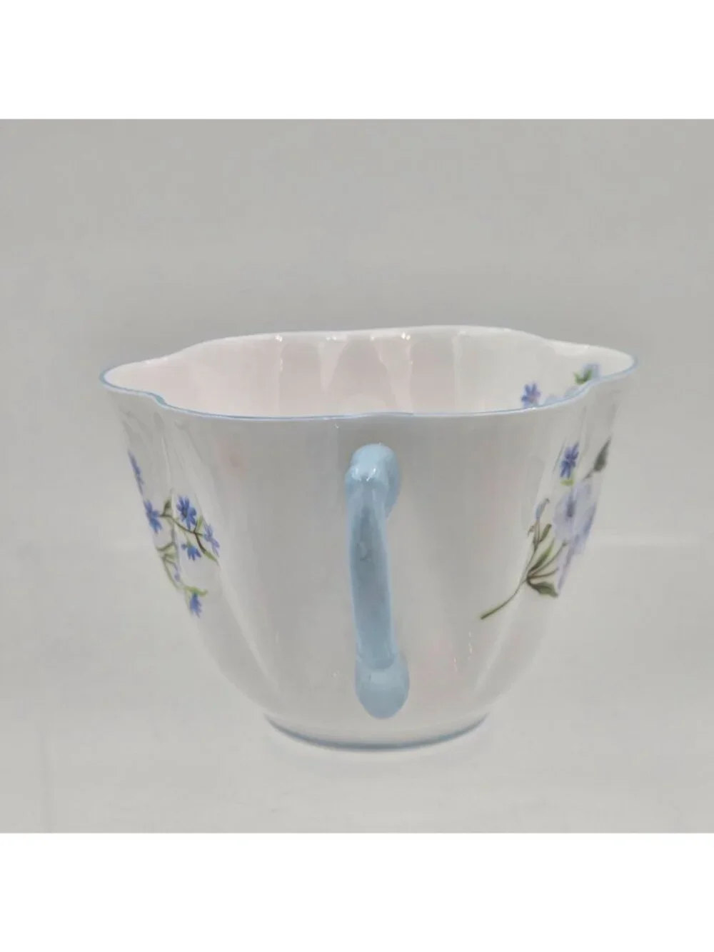 Shelley Blue Rock Dainty Set of 2 Flat Cup and Saucer Set Blue Trim Bone China - Picture 7 of 13